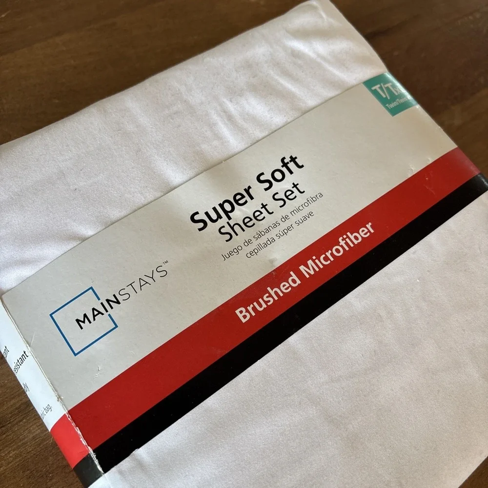 Mainstays Microfiber Super Soft T/TxL Sheet Set WHITE New NIP Wrinkle Resist